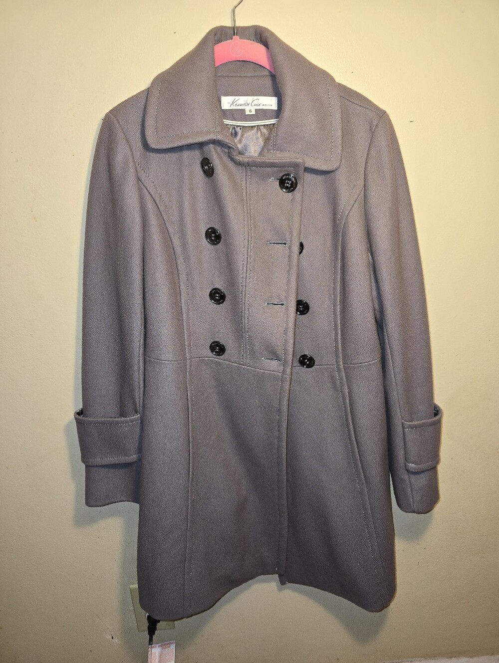 Kenneth Cole Lavender-Gray Double-Breasted Pea Coat